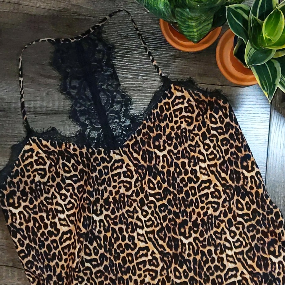 Jessica Simpson Leopard Lace Cami with racer back